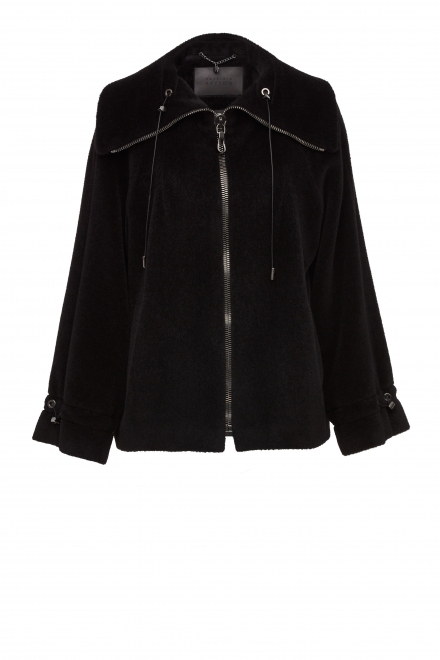 Czarna wełniana kurtka z alpaki luxury line