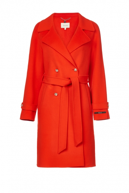 Płaszcz wełniany dwurzędowy z jedwabiem doubleface luxury line czerwony