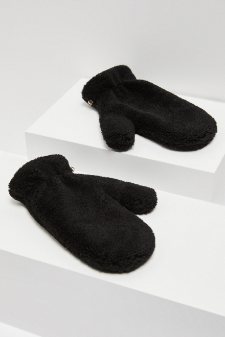 Czarne rękawiczki z wełny teddy bear