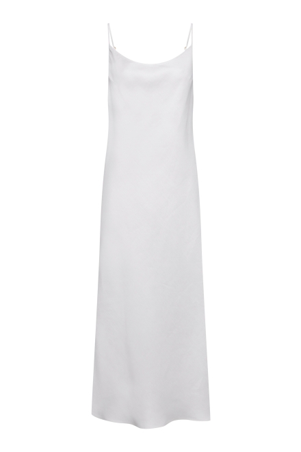 Biała sukienka midi z lnem